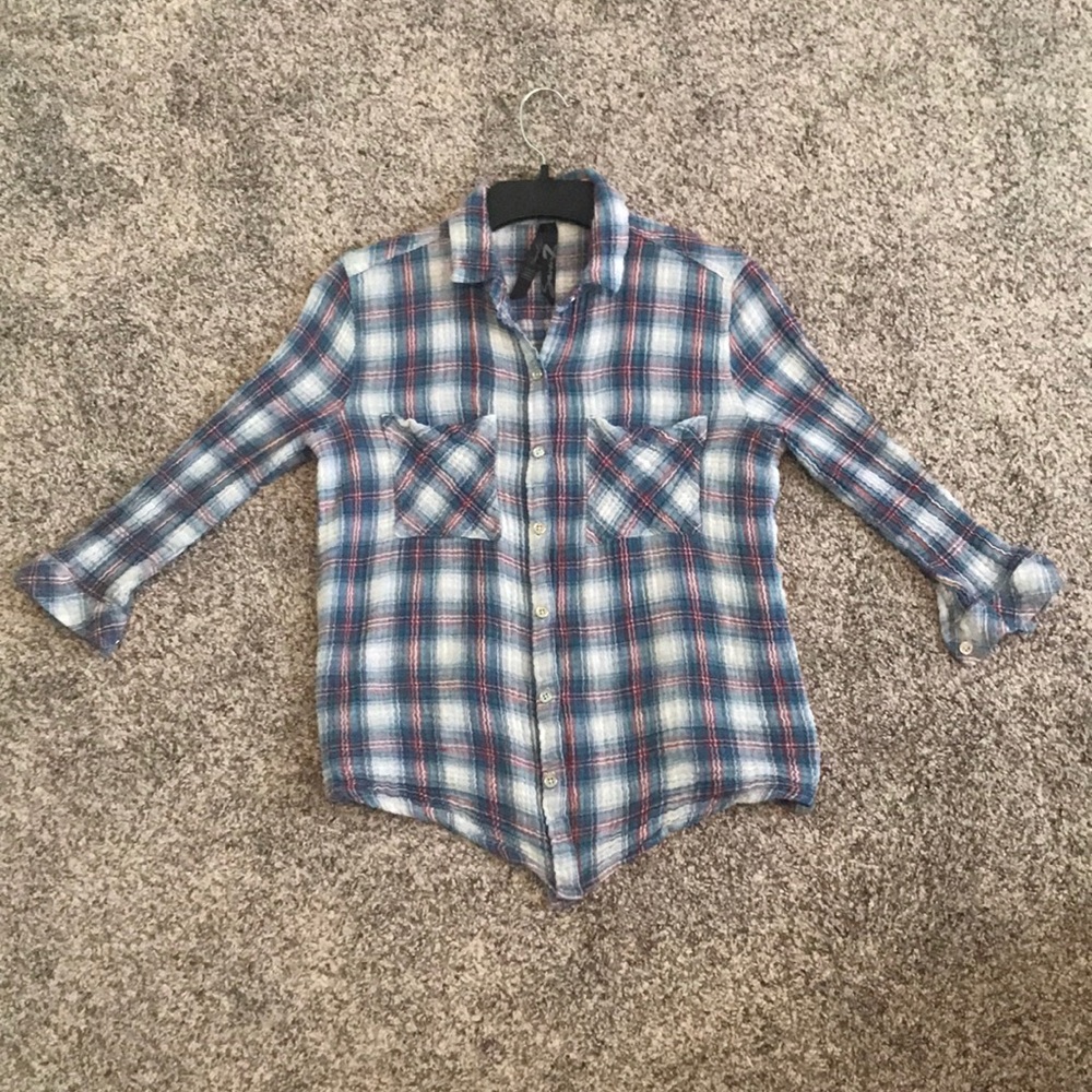 Seven7 Blue Flannel Button Up
